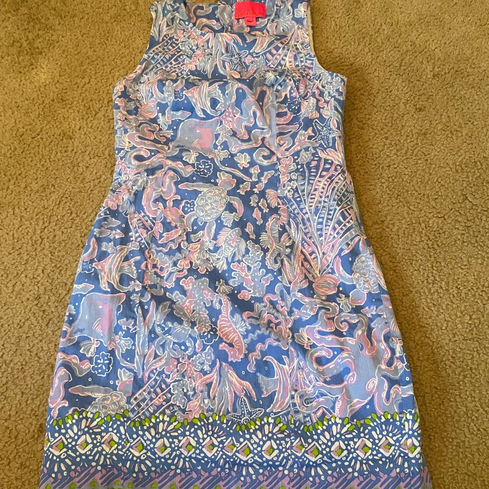 Lilly Pulitzer Blue and Pink Ocean Patterned Dress, NEVER WORN